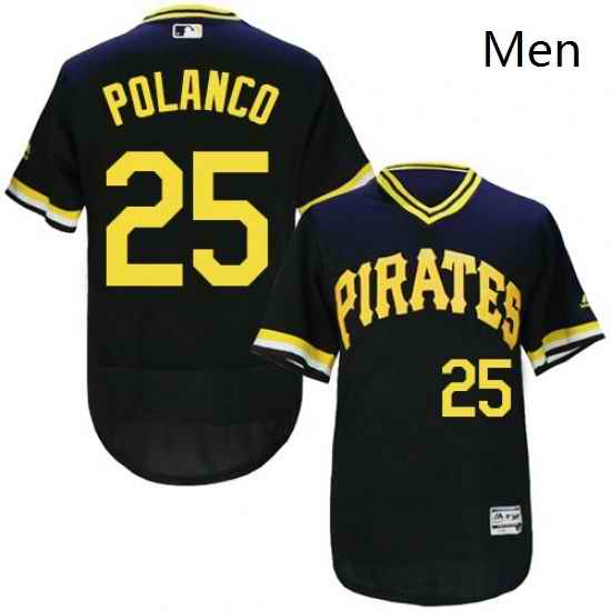 Mens Majestic Pittsburgh Pirates 25 Gregory Polanco Black FlexBase Authentic Collection MLB Jersey
